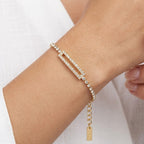 Bracciale Tennis con Piastrina Rettangolare di Zirconi In Acciaio Inossidabile