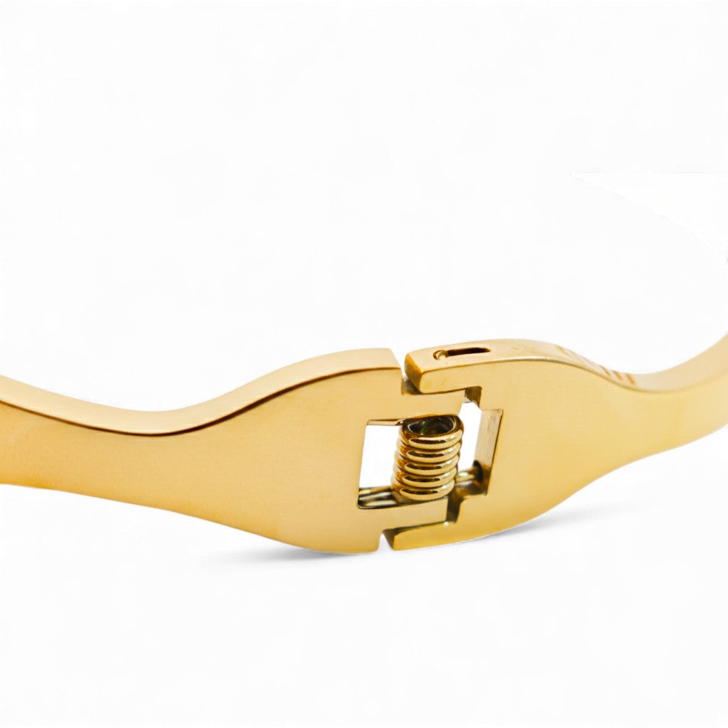 Bracciale a Polsino Rigido con Zirconi Luminosi in Acciaio Inossidabile