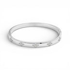 Bracciale Rigido Sottile Crystal Bloom con Fiori di Cristalli in Acciaio Inossidabile