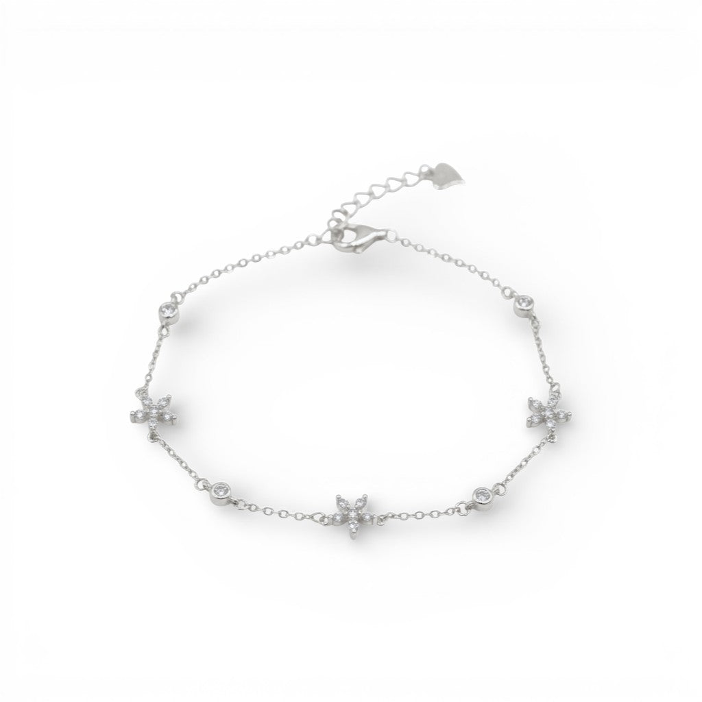 Bracciale Ghirlanda di Primavera con Fiori Pendenti In Argento 925