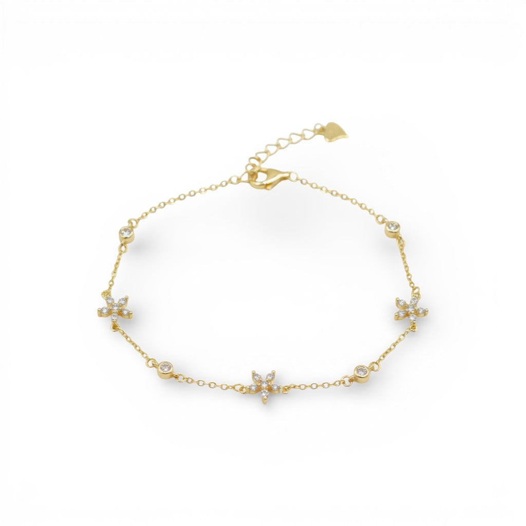 Bracciale Ghirlanda di Primavera con Fiori Pendenti In Argento 925