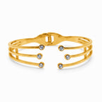 Bracciale a Polsino Rigido con Zirconi Luminosi In Acciaio Inossidabile