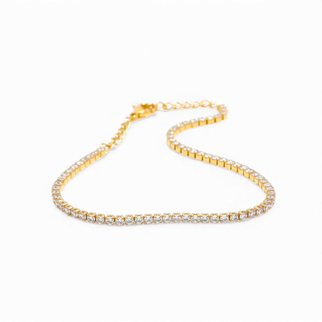 Bracciale Tennis con Zirconi Luminosi in Acciaio Inossidabile