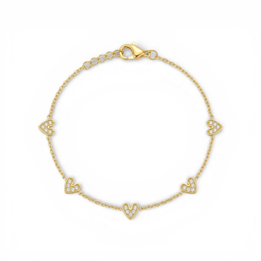 Bracciale Five Hearts in Pavé in Acciaio Inossidabile