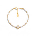 Bracciale Tennis con Zirconi e Centrale Luminoso In Acciaio Inossidabile