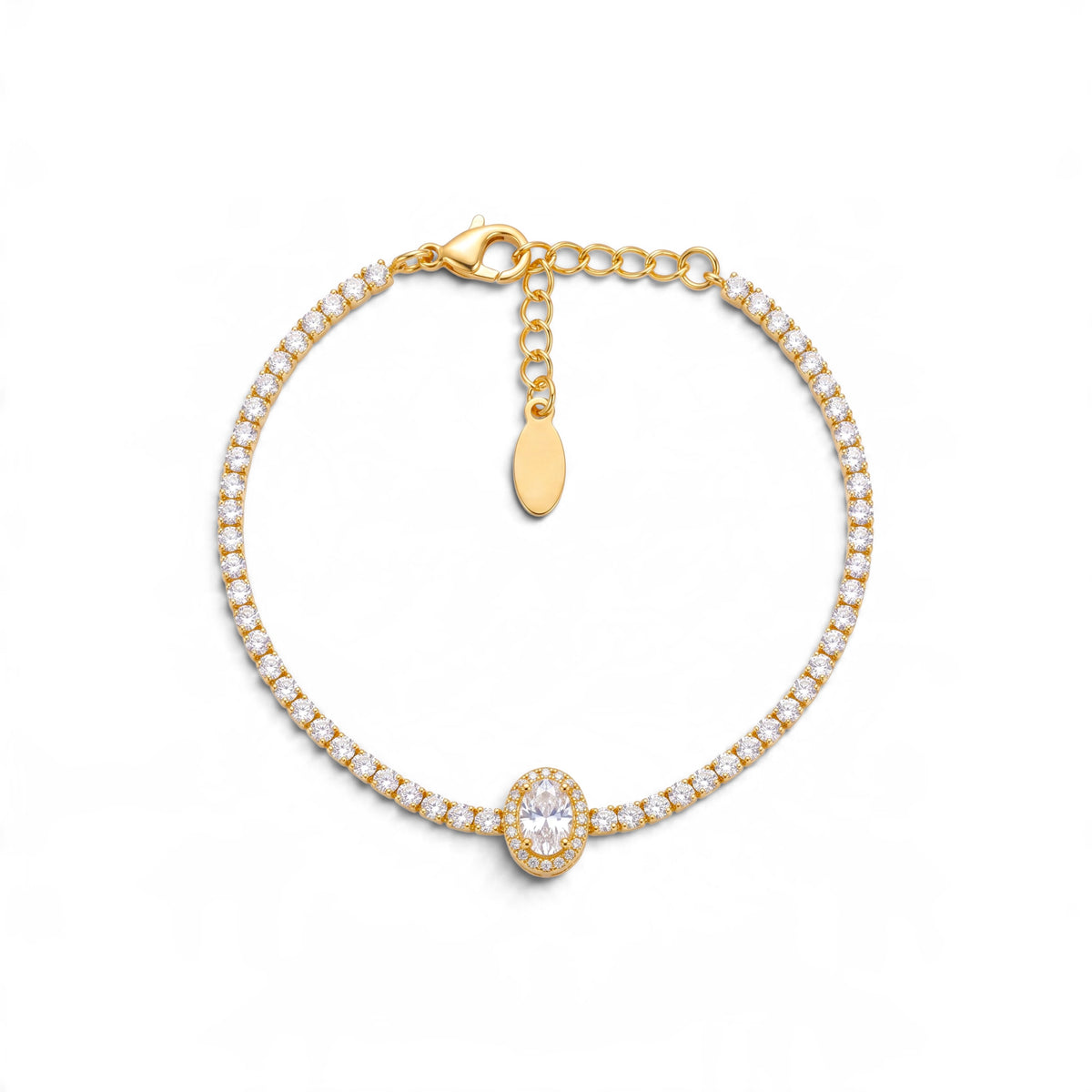 Bracciale Tennis con Zirconi e Centrale Luminoso In Acciaio Inossidabile