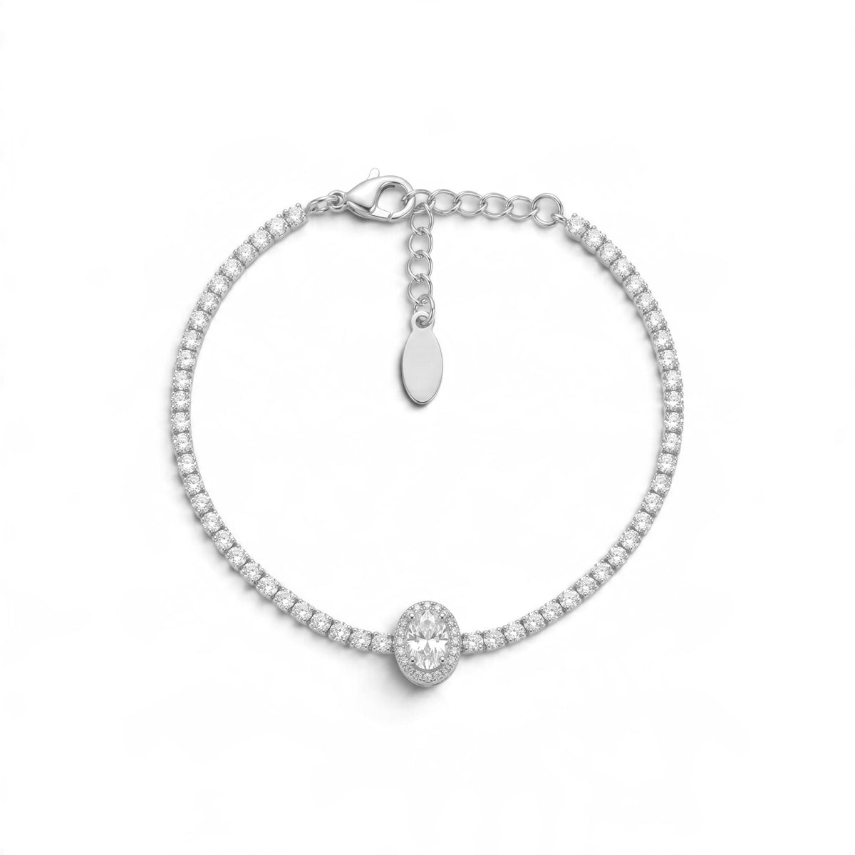 Bracciale Tennis con Zirconi e Centrale Luminoso In Acciaio Inossidabile