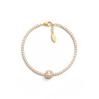 Bracciale Tennis con Zirconi e Centrale Quadrato In Acciaio Inossidabile