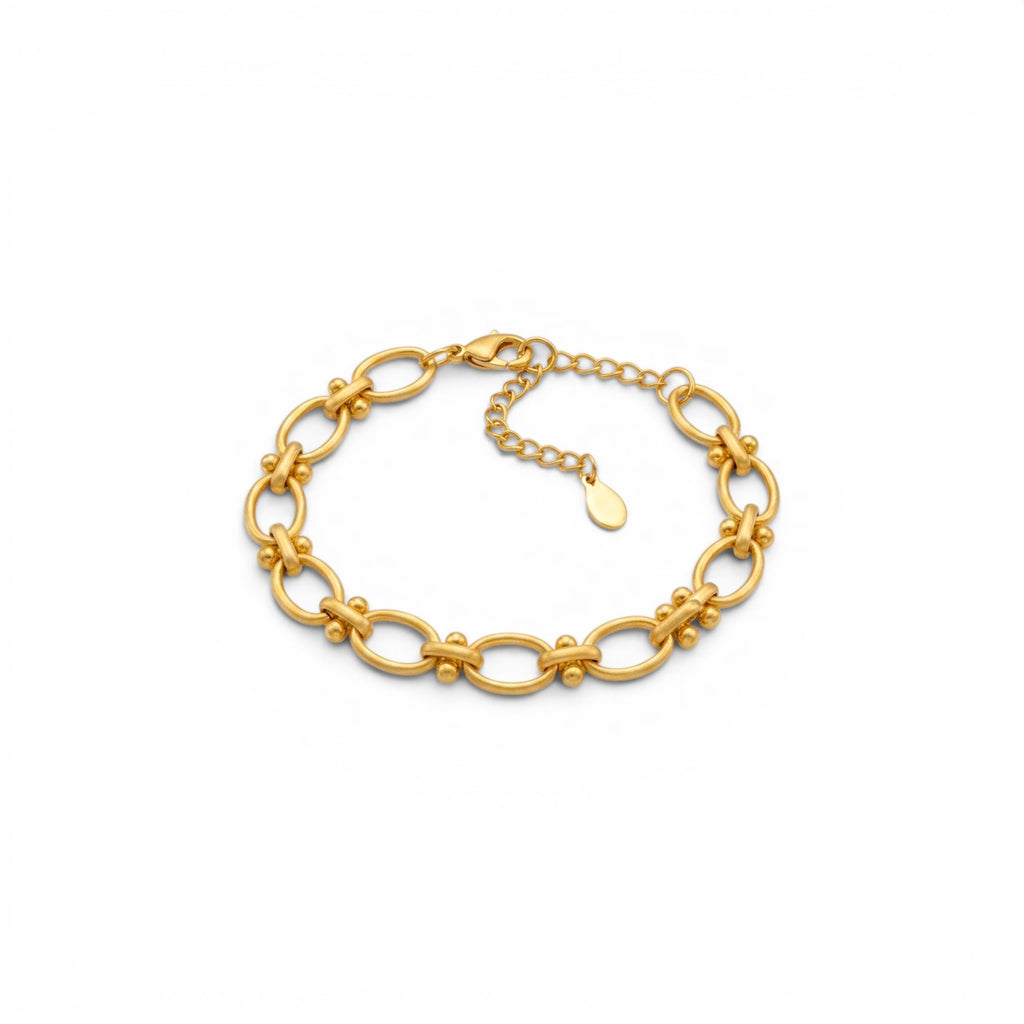Bracciale a Maglie Ovali con Barrette e Sferette In Acciaio Inossidabile