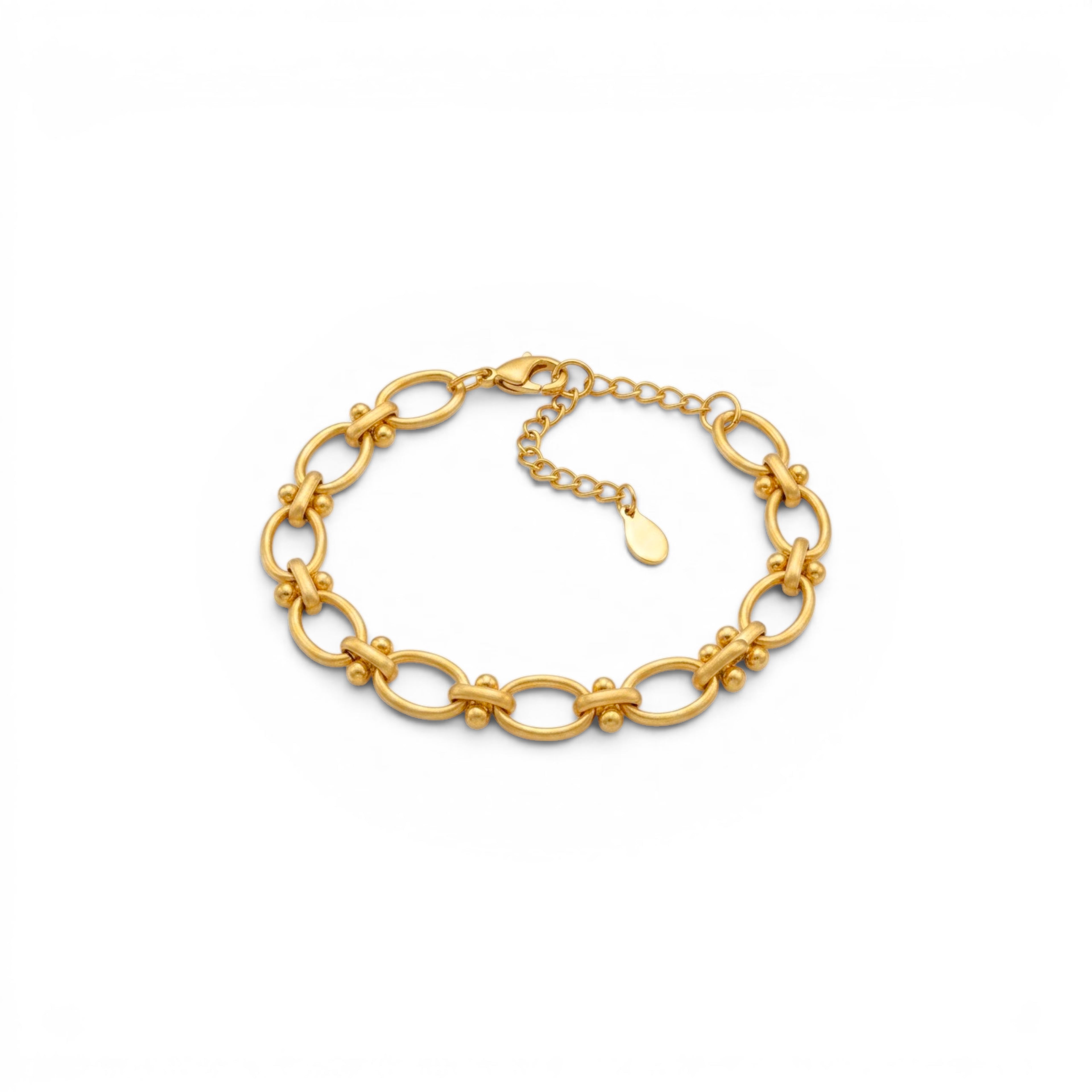 Bracciale a Maglie Ovali con Barrette e Sferette In Acciaio Inossidabile
