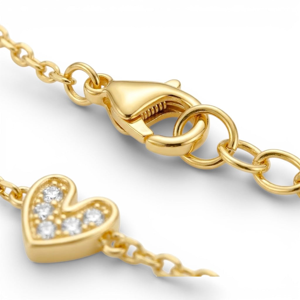 Bracciale Five Hearts in Pavé in Acciaio Inossidabile