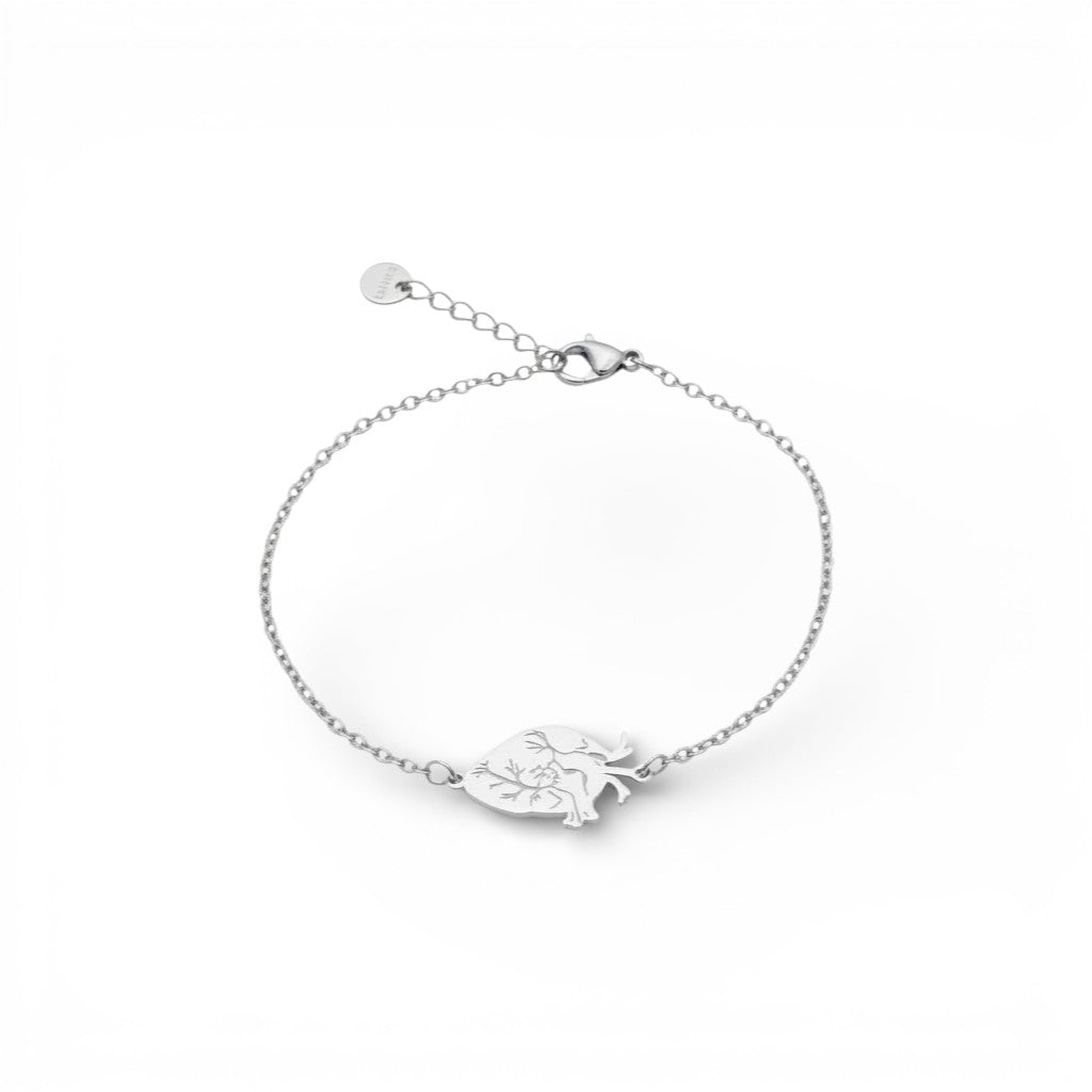 Bracciale con Cuore Anatomico in Acciaio Inossidabile