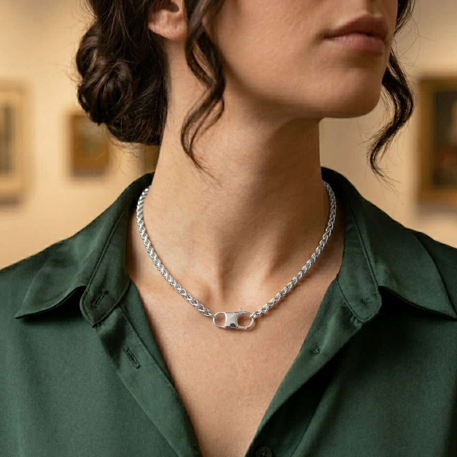 Collana Catena Sottile a Cordoncino Intrecciato In Acciaio Inossidabile