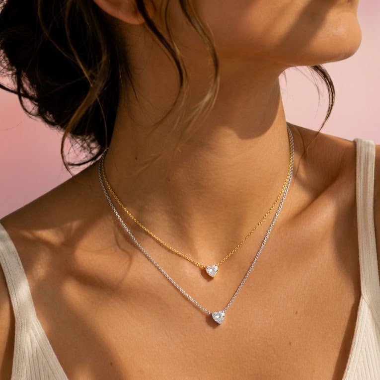Collana Girocollo Punto Luce Cuore Integrato In Acciaio Inossidabile
