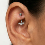 Piercing Banana con Stelle e Zirconi In Titanio