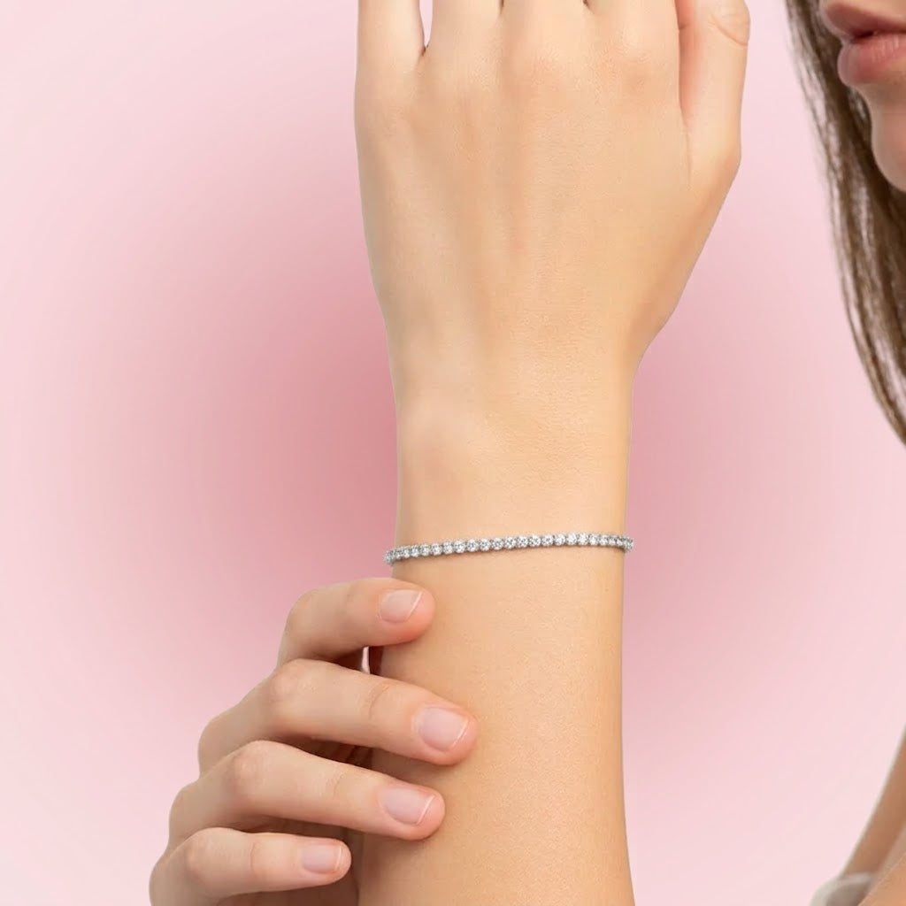 Bracciale Tennis con Zirconi Luminosi In Acciaio Inossidabile