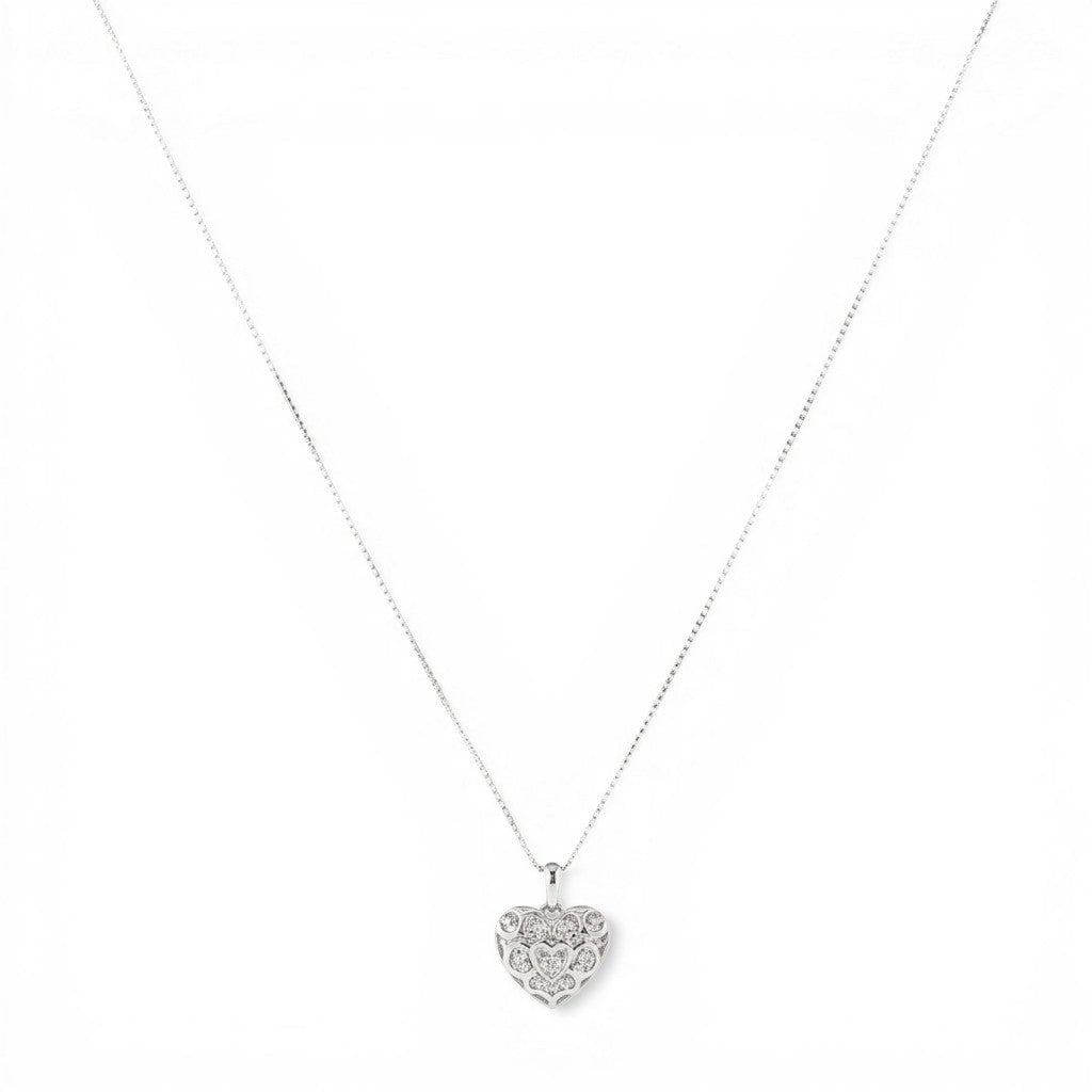 Collana con Cuore Zirconato Traforato In Argento 925