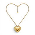 Collana con Grande Cuore Bombato In Acciaio Inossidabile