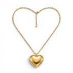 Collana con Grande Cuore Bombato In Acciaio Inossidabile