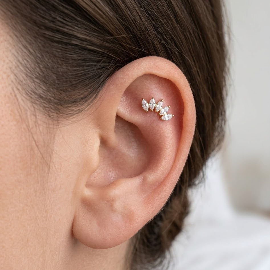 Piercing Corona di Cinque Navette In Titanio