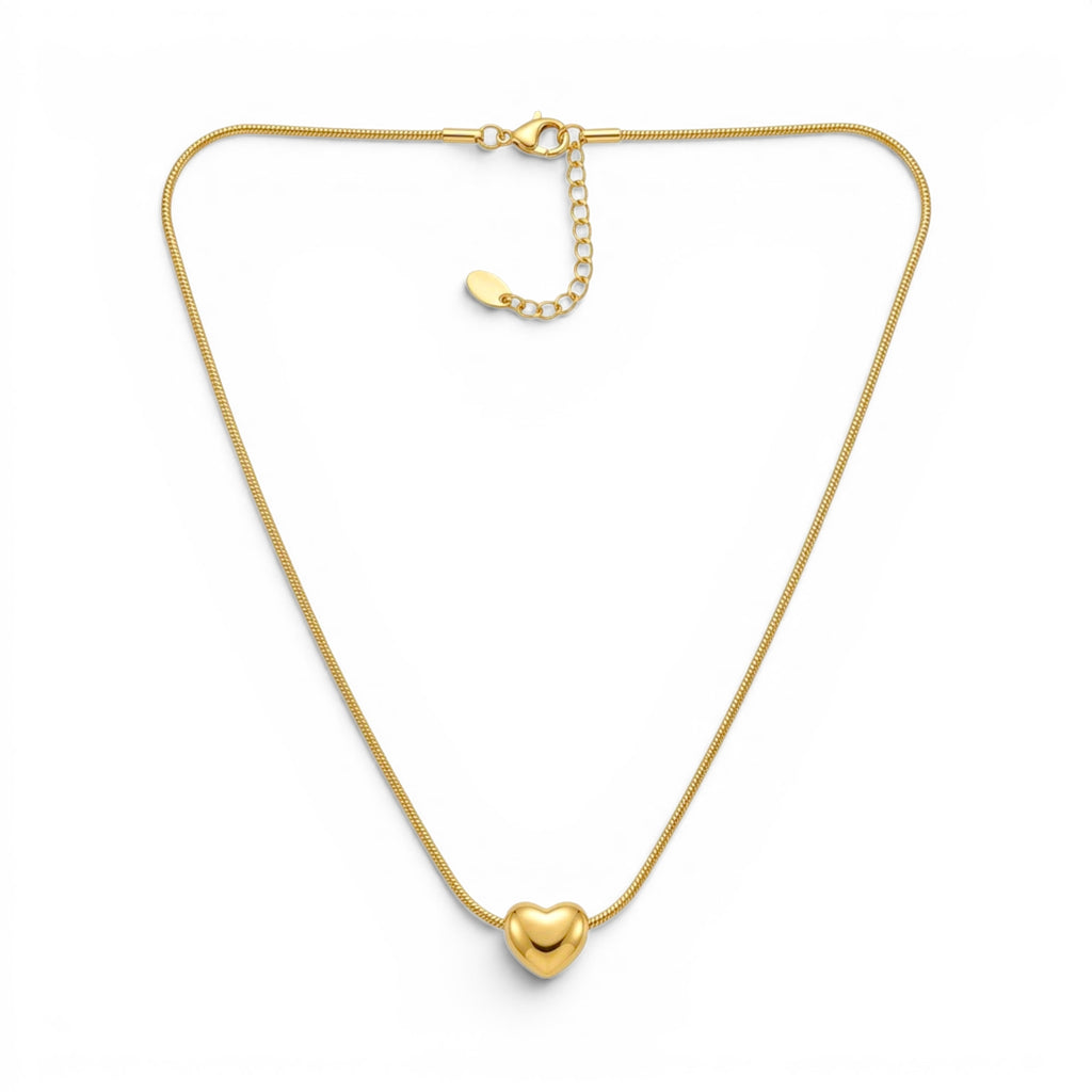 Collana Snake con Cuore Bombato In Acciaio Inossidabile