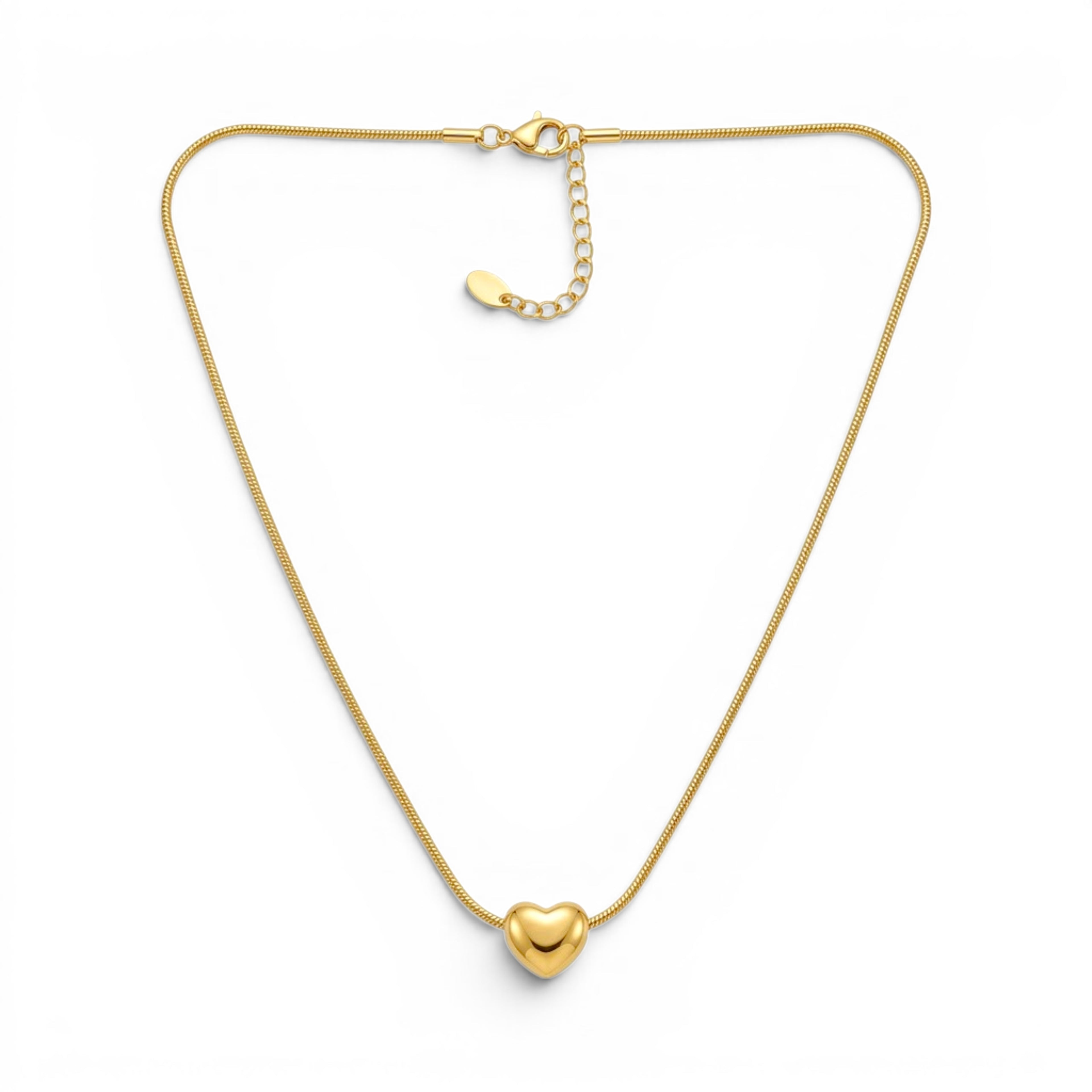 Collana Snake con Cuore Bombato In Acciaio Inossidabile