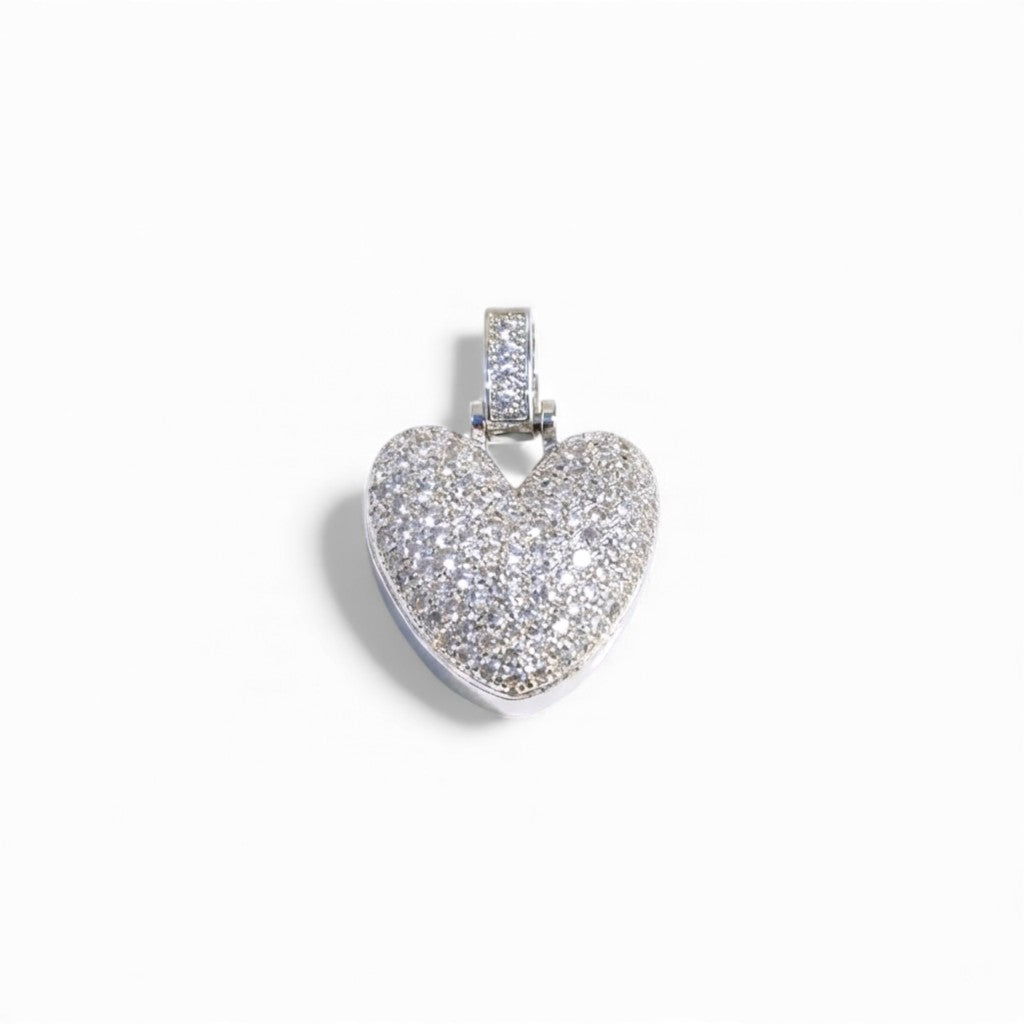 Ciondolo Cuore Bubble Bombato con Pavé di Zirconi