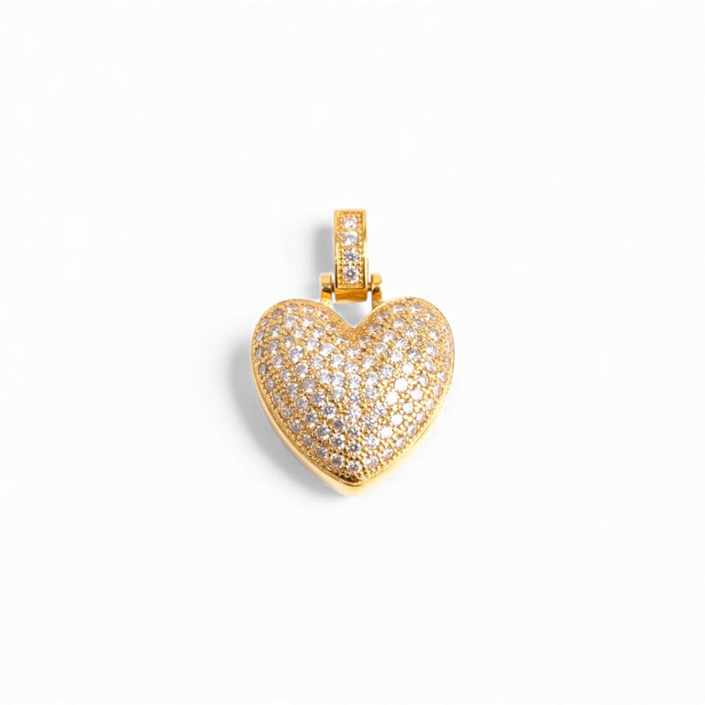 Ciondolo Cuore Bubble Bombato con Pavé di Zirconi