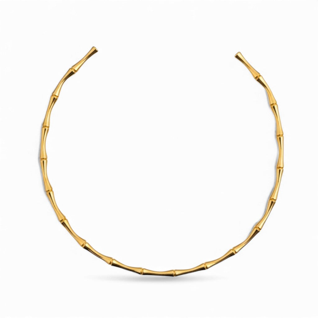 Collana Rigida Girocollo a Maglie Bamboo In Acciaio Inossidabile