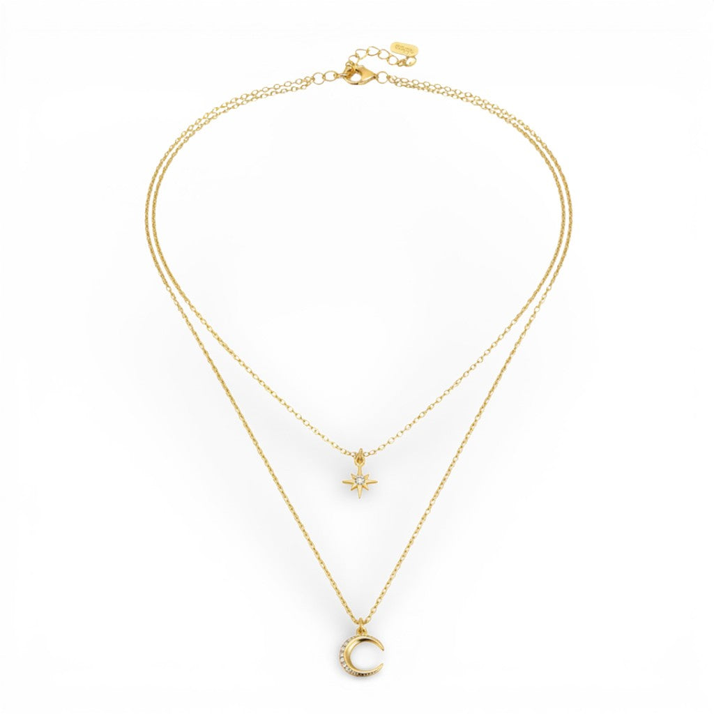 Collana Incanto Notturno con Luna e Stella In Argento 925