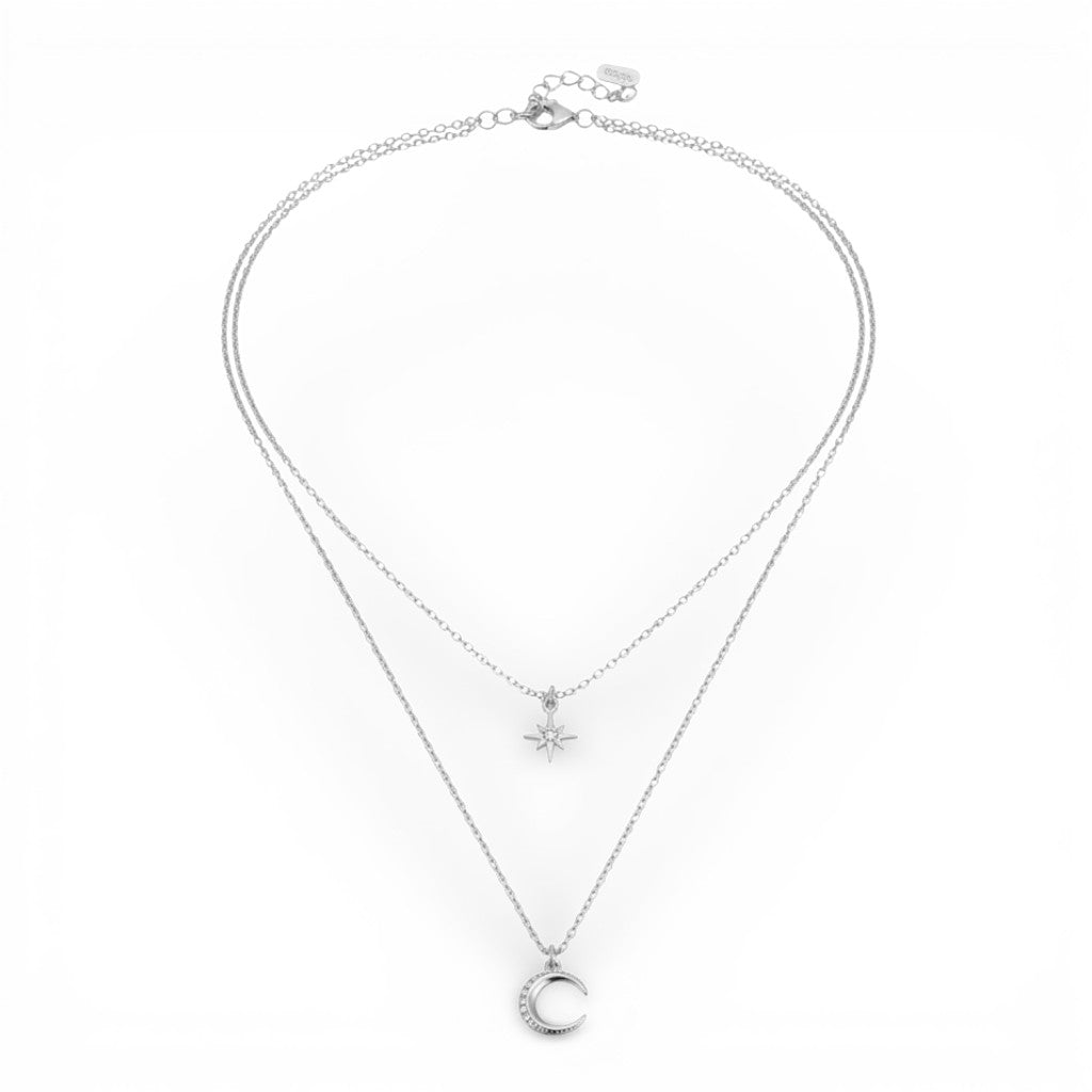 Collana Incanto Notturno con Luna e Stella In Argento 925
