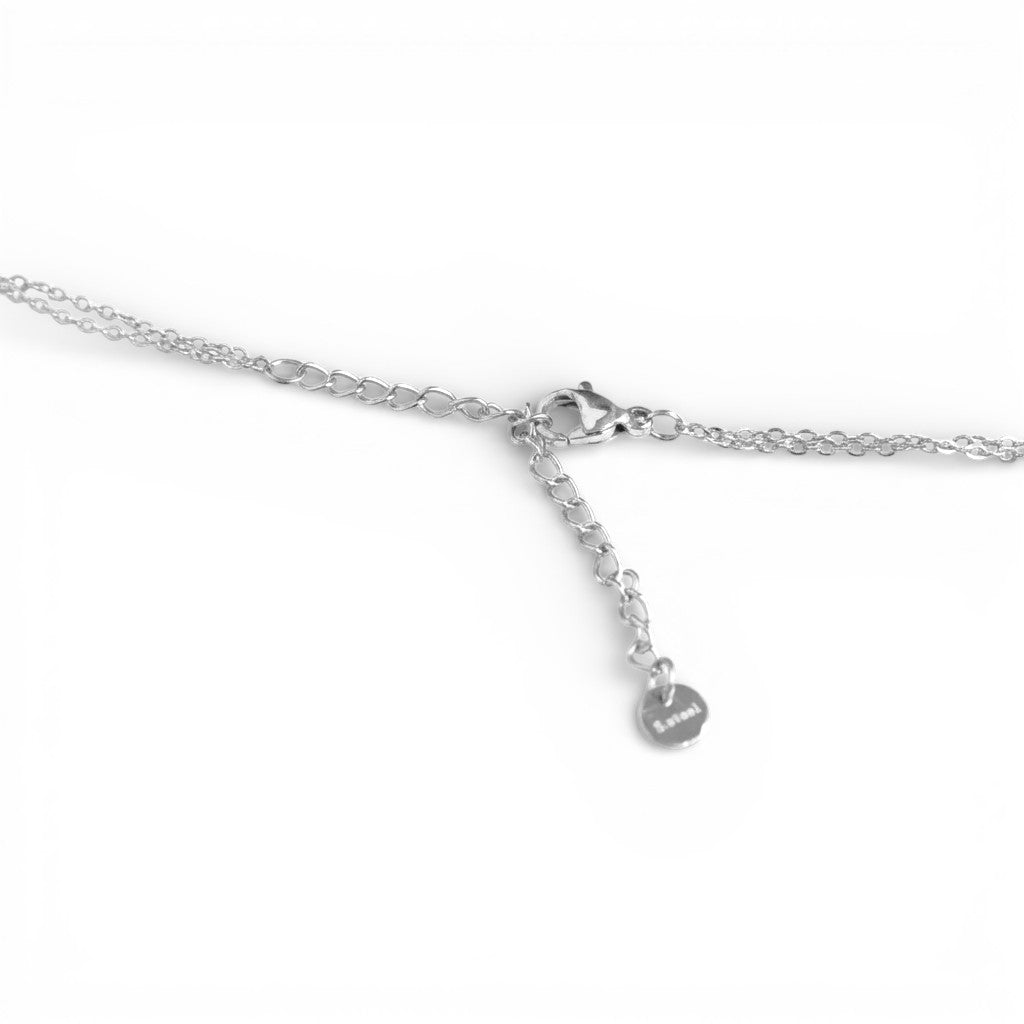 Collana Doppio Filo con Cuori Pendenti In Acciaio Inossidabile.