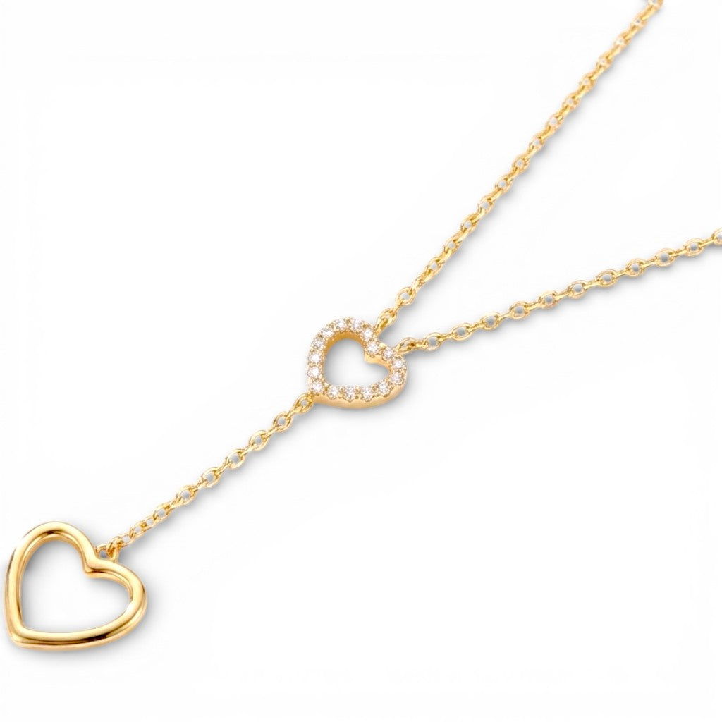 Collana con Pendente Doppio Cuore In Acciaio Inossidabile