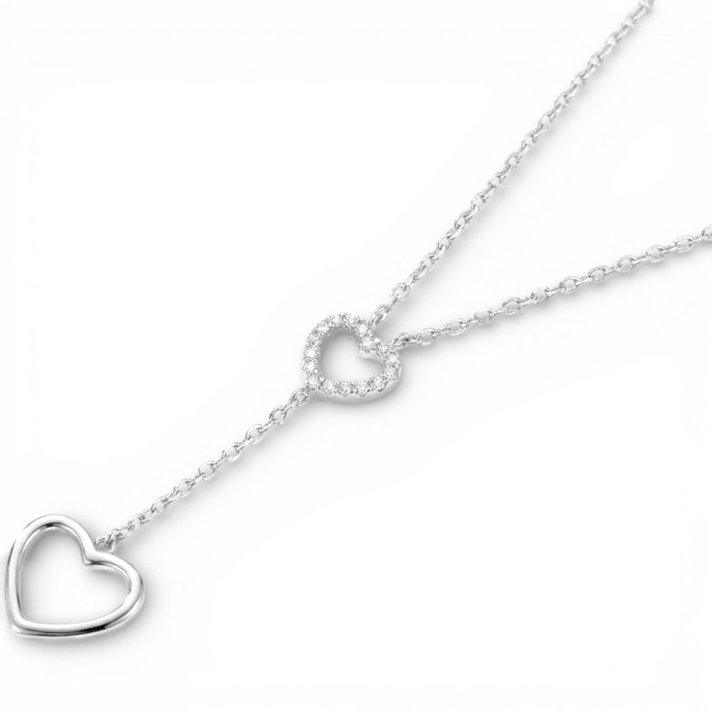Collana con Pendente Doppio Cuore In Acciaio Inossidabile