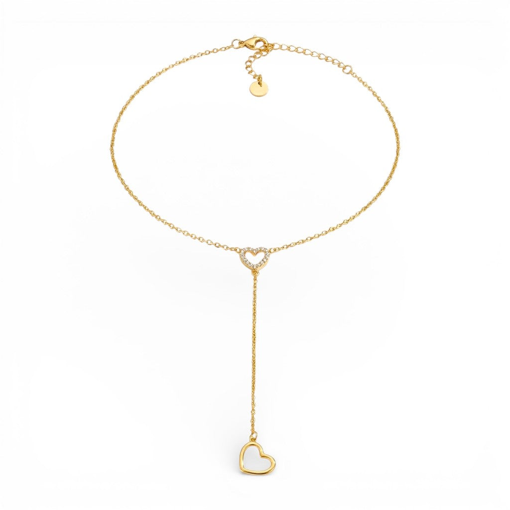 Collana con Pendente Doppio Cuore In Acciaio Inossidabile