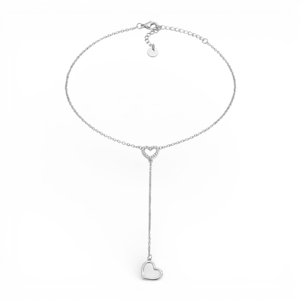 Collana con Pendente Doppio Cuore In Acciaio Inossidabile