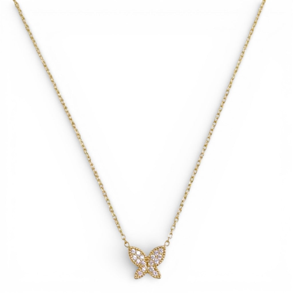 Collana con Pendente Farfalla e Zirconi In Acciaio Inossidabile