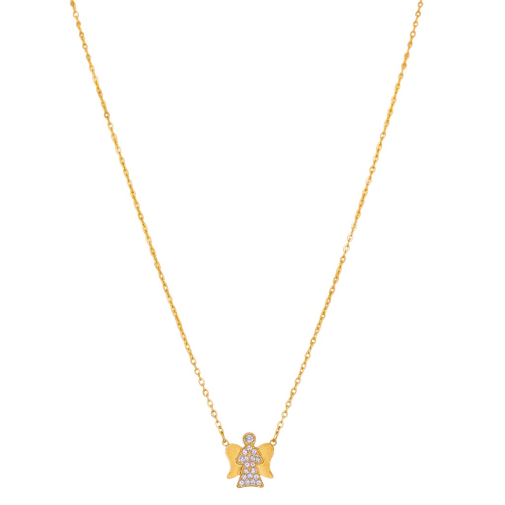 Collana con Ciondolo Angelo Protettore con Pavé di Zirconi In Acciaio Inossidabile