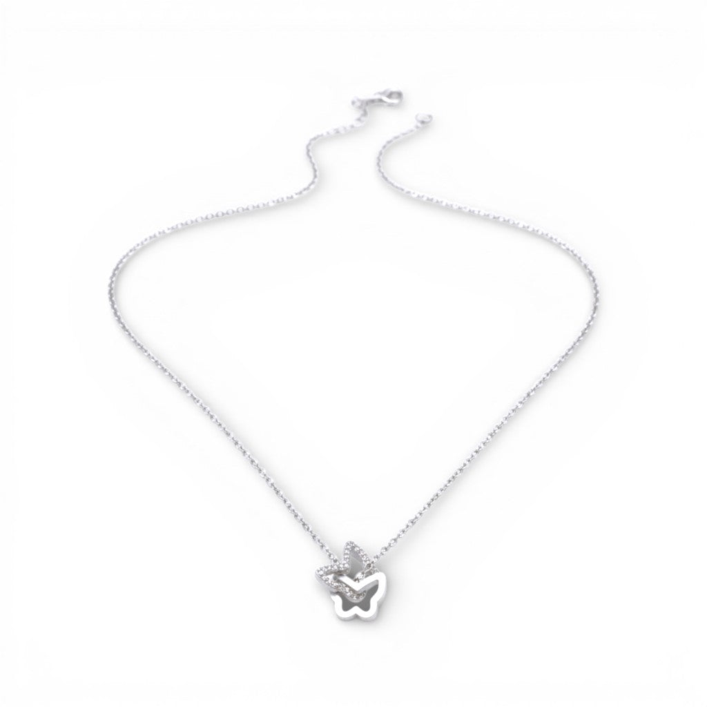 Collana con Farfalle Pendenti In Acciaio Inossidabile