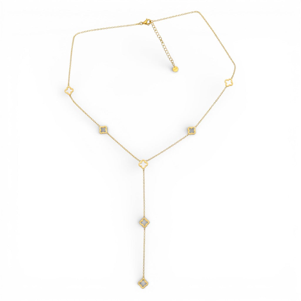 Collana con Charm a Quadrifoglio in Acciaio Inossidabile