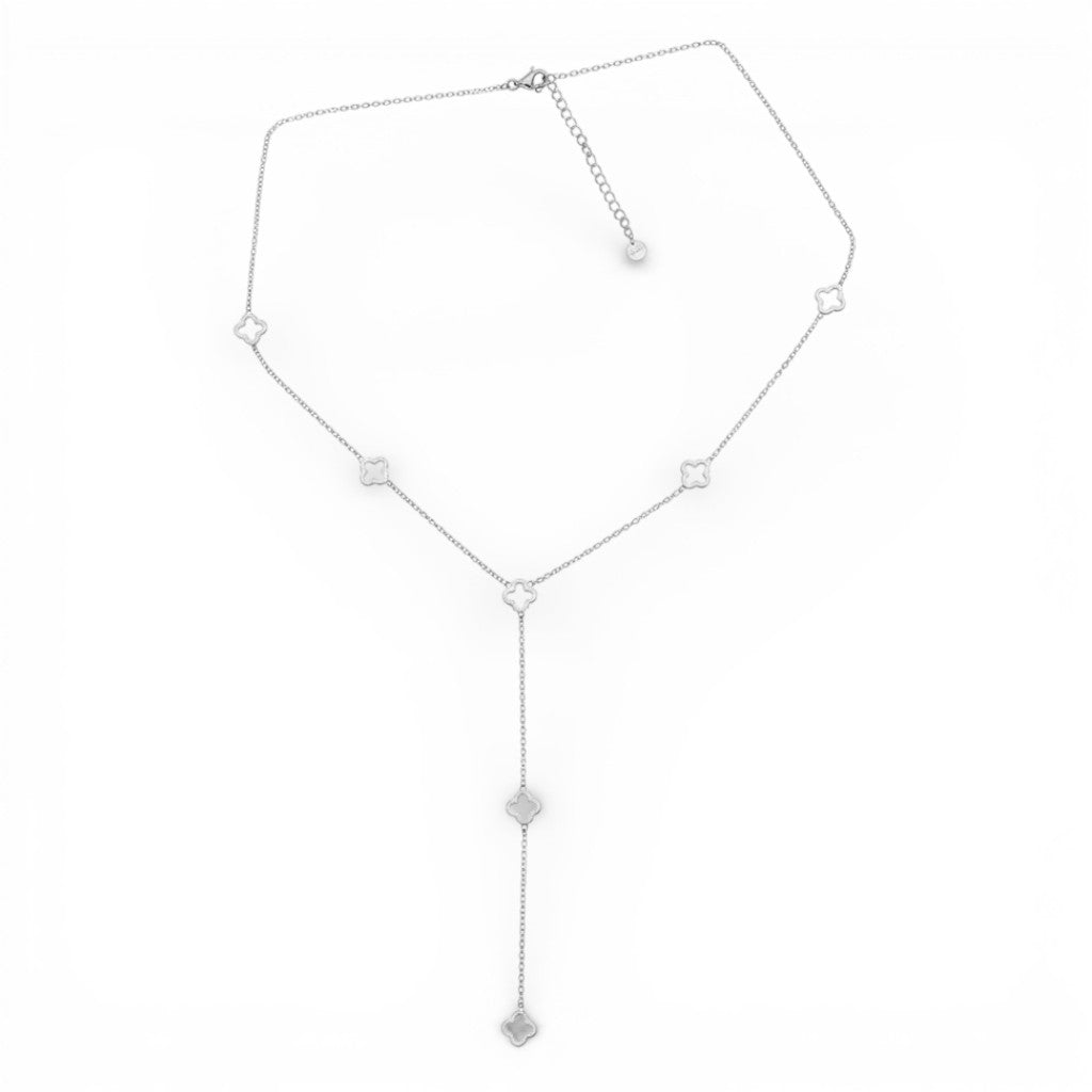 Collana con Charm a Quadrifoglio in Acciaio Inossidabile