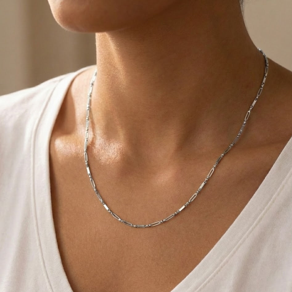 Collana a Maglia Rettangolare In Acciaio Inossidabile