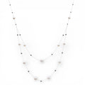 Collana Doppio Filo con Perle e Boule In Acciaio Inossidabile