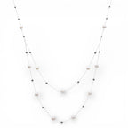 Collana Doppio Filo con Perle e Boule In Acciaio Inossidabile