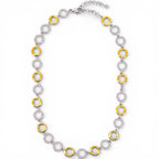 Collana Girocollo Bicolor con Pavé In Acciaio Inossidabile