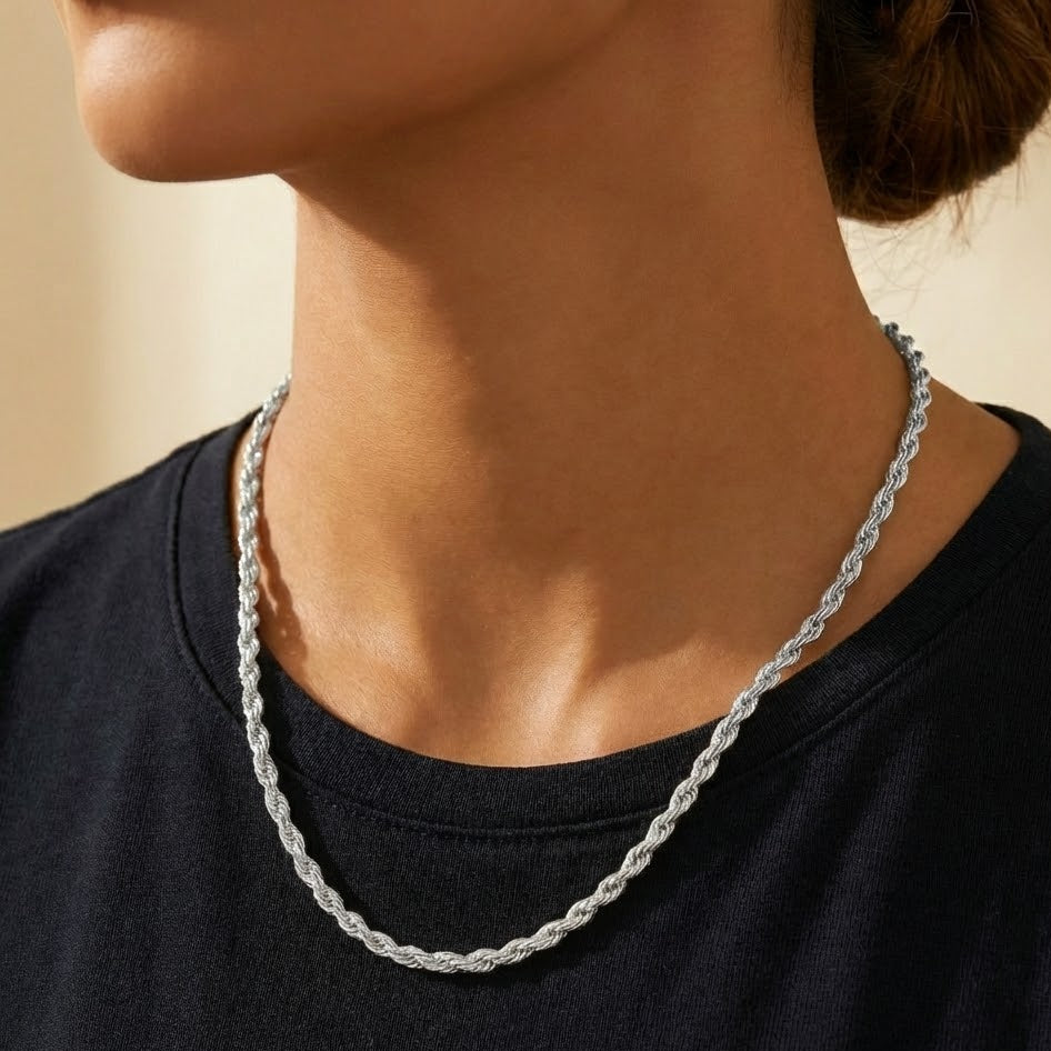Collana a Maglia Intrecciata In Acciaio Inossidabile