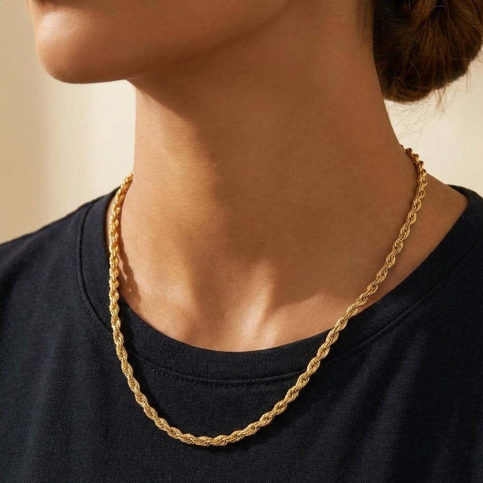 Collana a Maglia Intrecciata In Acciaio Inossidabile