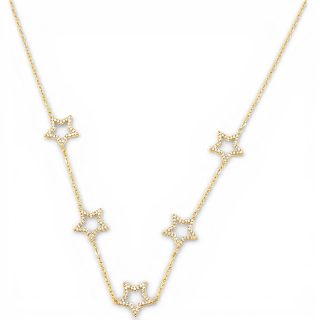 Collana con Stelle e Zirconi In Acciaio Inossidabile