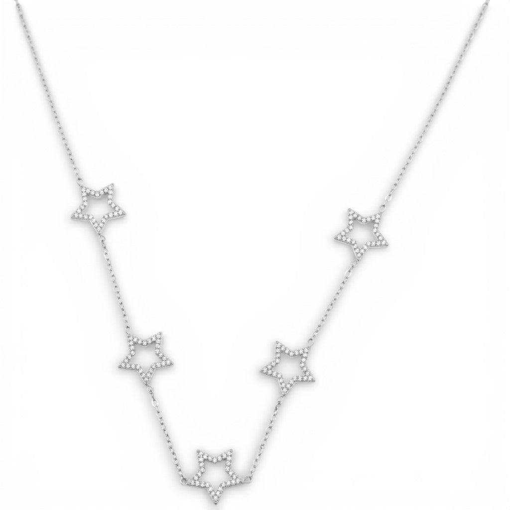 Collana con Stelle e Zirconi In Acciaio Inossidabile