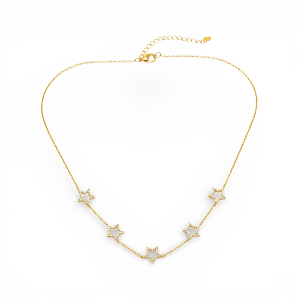 Collana con Stelle e Zirconi In Acciaio Inossidabile